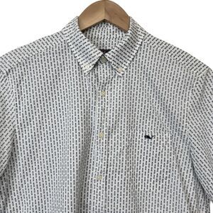 Vineyard Vines Mens Large Classic Fit Lighthouse Tucker Button Shirt White Navy